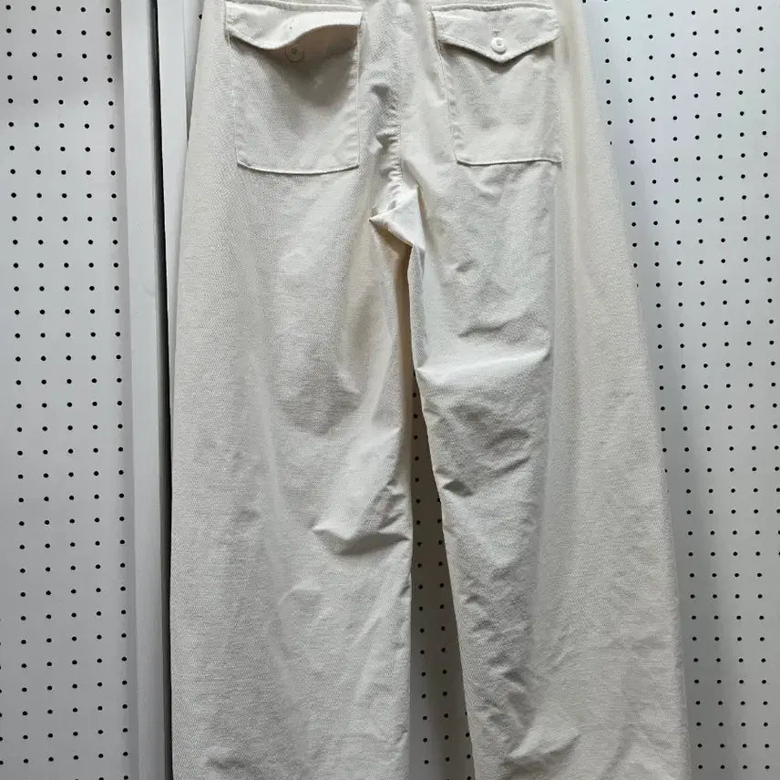 [BUNJANG] Uniqlo Ivory Wide Cotton Pants L / (1547)유니클로 아이보리 와이드 코튼 팬츠L