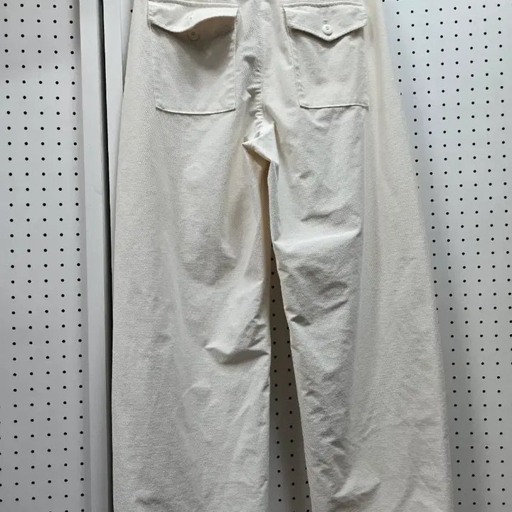 [BUNJANG] Uniqlo Ivory Wide Cotton Pants L / (1547)유니클로 아이보리 와이드 코튼 팬츠L