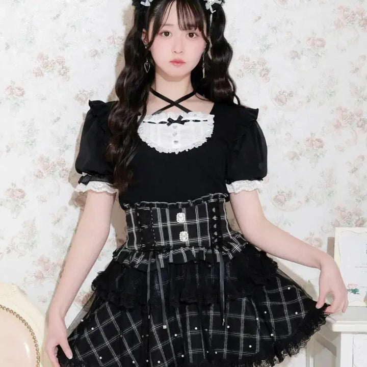 [SOLD OUT] 노에미 noemie 백레이스업 요크 사다리 블라우스 지뢰계 리즈리사 마즈