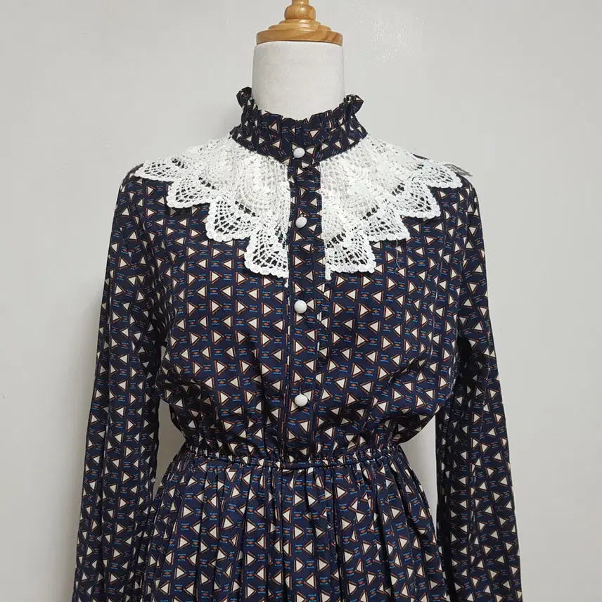 [BUNJANG] Round Neck One-Piece Dress Navy Free Size / 0757/라운드원피스 여 free사이즈 네이비원피스/내옷방