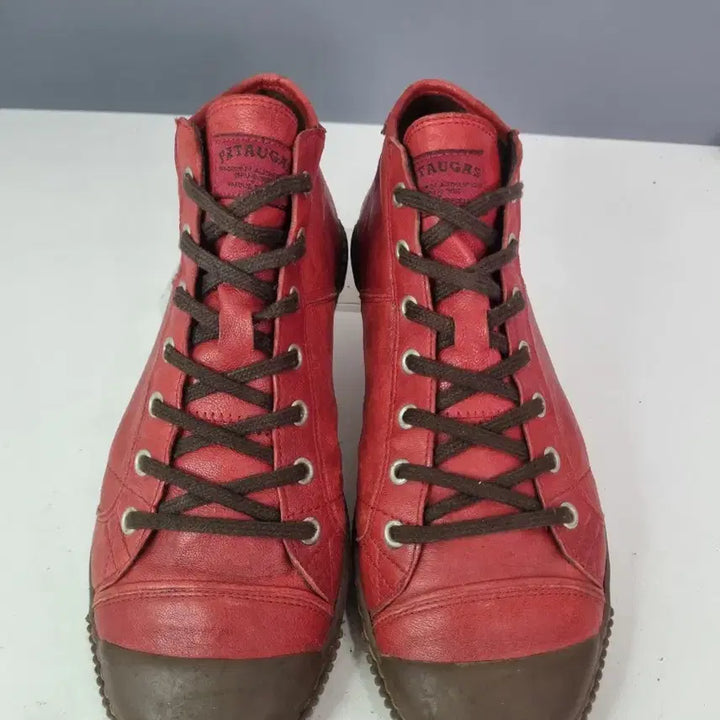 [BUNJANG] Hyoja Vintage Pato Gas Red Leather High-Top Sneakers / 효자빈티지 42 파토갸스 래드 레더 하이탑