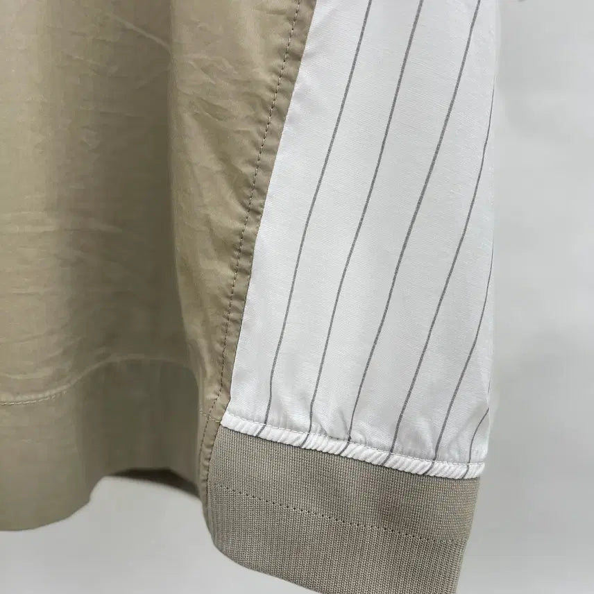 [BUNJANG] System Homme Striped Woven Mix Short Sleeve T-shirt / 시스템옴므 스트라이프 우븐 믹스 반팔티셔츠