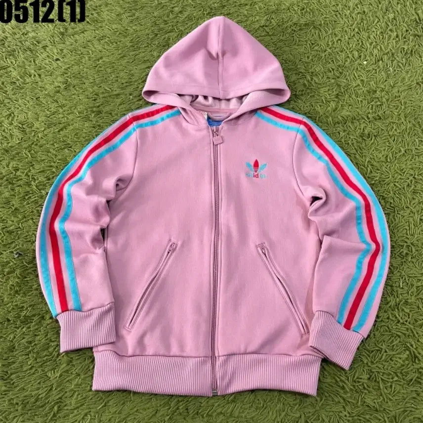 [BUNJANG] Adidas Pink Three-Stripes Hooded Zip-Up Jacket Size 67 / 아디다스 핑크 삼선 후드 집업 67