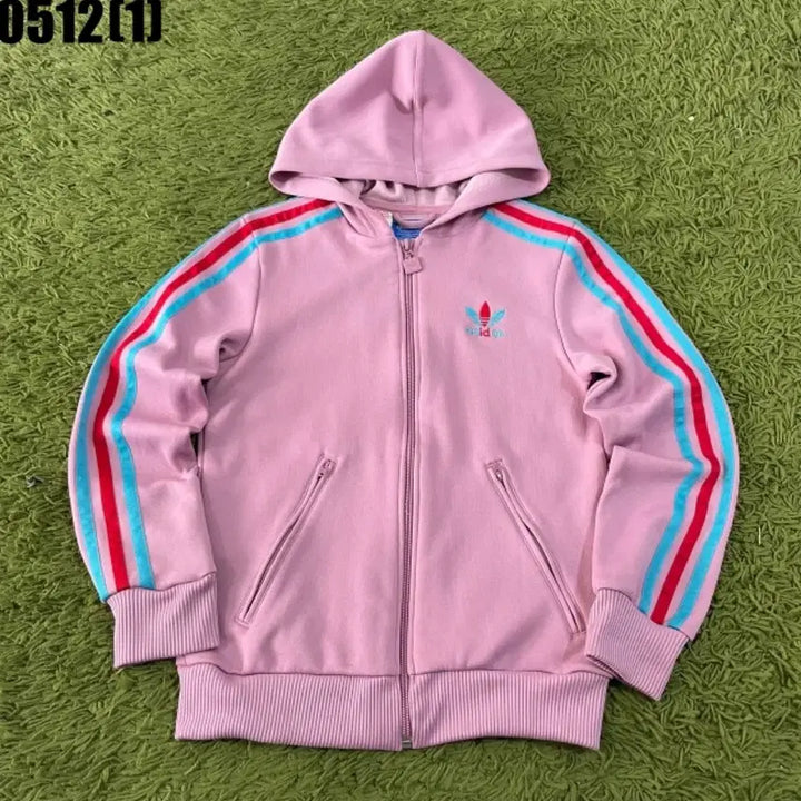 [BUNJANG] Adidas Pink Three-Stripes Hooded Zip-Up Jacket Size 67 / 아디다스 핑크 삼선 후드 집업 67