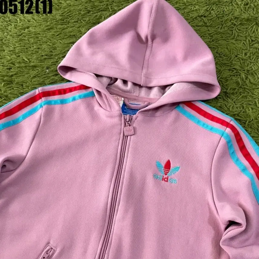 [BUNJANG] Adidas Pink Three-Stripes Hooded Zip-Up Jacket Size 67 / 아디다스 핑크 삼선 후드 집업 67