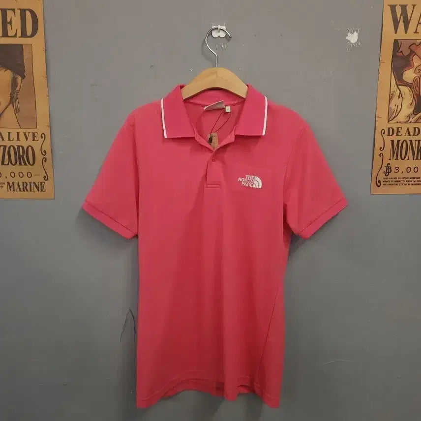 [BUNJANG] The North Face Pink Collar Short Sleeve T-Shirt / 노스페이스 핑크 카라 반팔 티셔츠