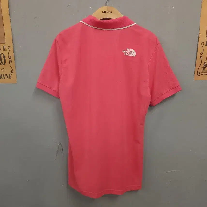 [BUNJANG] The North Face Pink Collar Short Sleeve T-Shirt / 노스페이스 핑크 카라 반팔 티셔츠