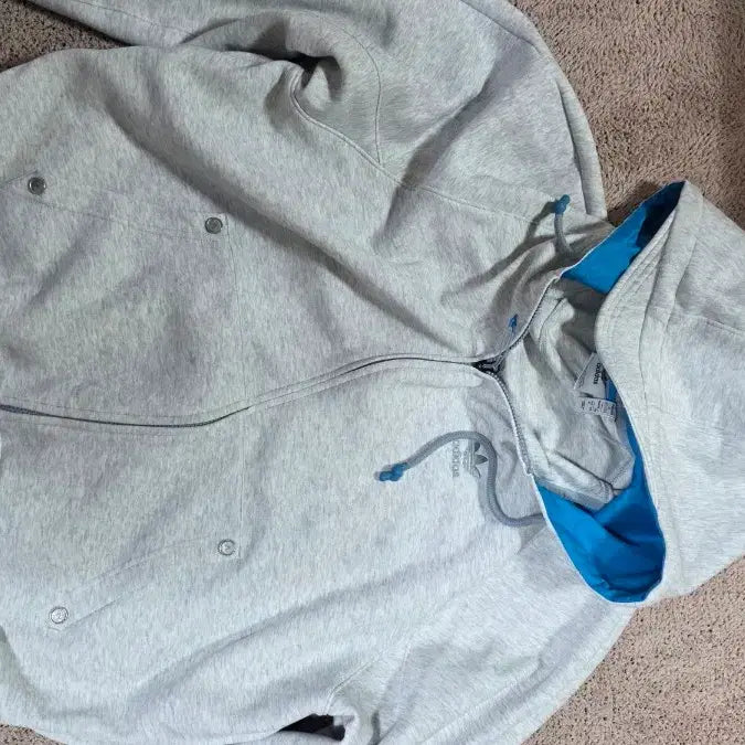 [BUNJANG] Adidas Ordinary People Collaboration Hooded Zip-Up Light Grey / 아디다스 오디너리피플 후드집업 라이트그레이
