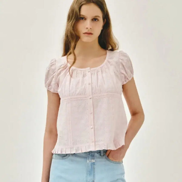 [BUNJANG] Marithe Francois Girbaud Lace Blouse Pink / 마리떼 레이스 블라우스 핑크