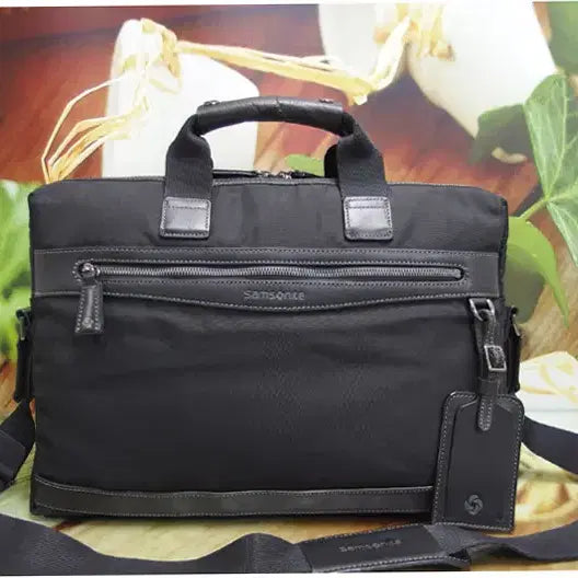 [BUNJANG] Samsonite Leather Nylon Briefcase Black / 구제토토 쌤소나이트 서류가방 정품 중고가방 61205