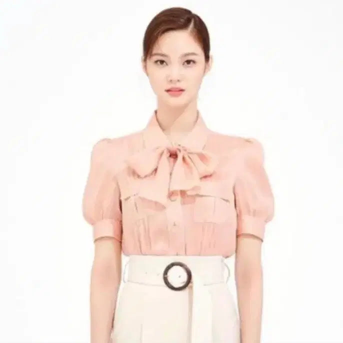 [BUNJANG] AvoAvo Silk Linen Blend Blouse Pink / 아보아보 실크 리넨 블라우스 핑크