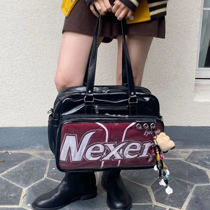 [BUNJANG] Black Enamel Duckjil Bag / 와디즈 블랙 에나멜 덕질가방