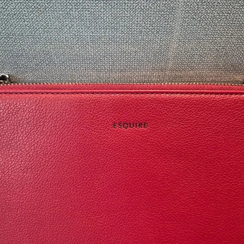 [BUNJANG] Esquire Burgundy Leather Clutch Bag with Detachable Strap (New) / 에스콰이어 클러치백 + 스트랩 (새상품)