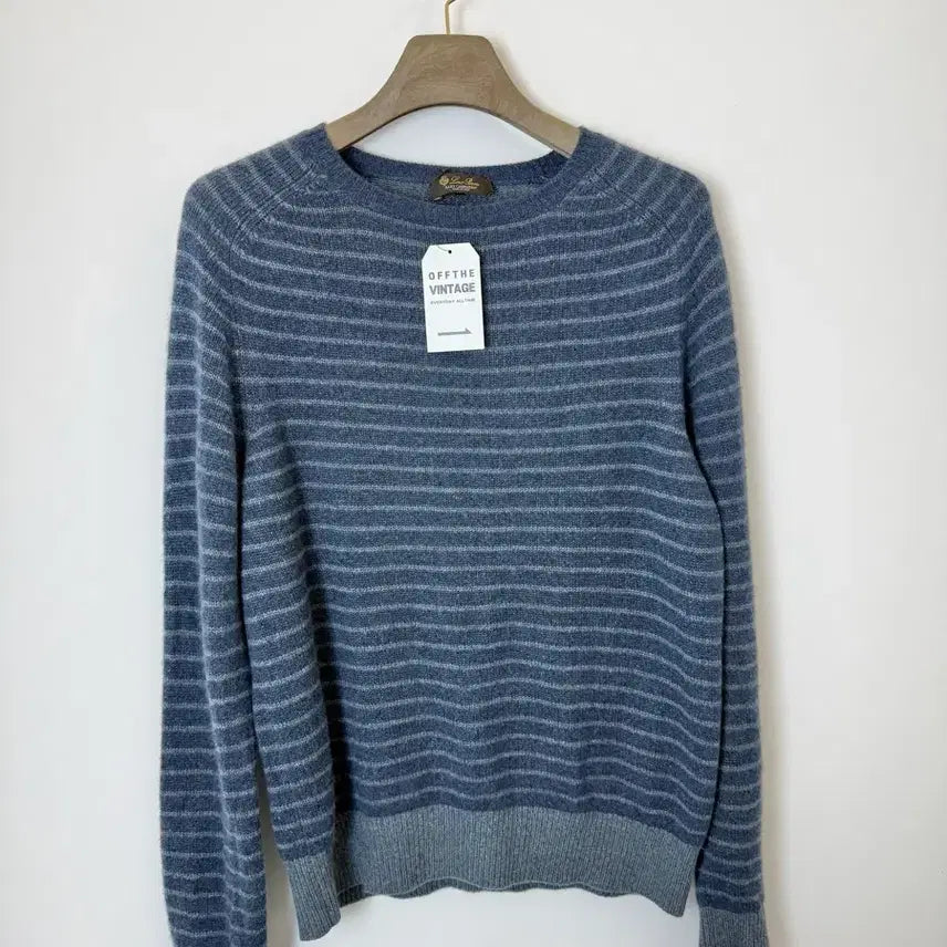 [BUNJANG] Loro Piana Striped Knit Dart Blue / 로로피아나 스트라이프 니트 다트블루