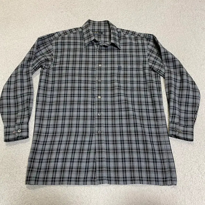 [BUNJANG] Daks Grey Check Long Sleeve Shirt 100 / 닥스 그레이 체크 긴팔 셔츠 100