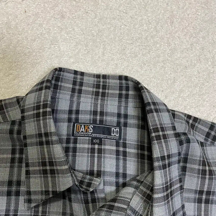 [BUNJANG] Daks Grey Check Long Sleeve Shirt 100 / 닥스 그레이 체크 긴팔 셔츠 100
