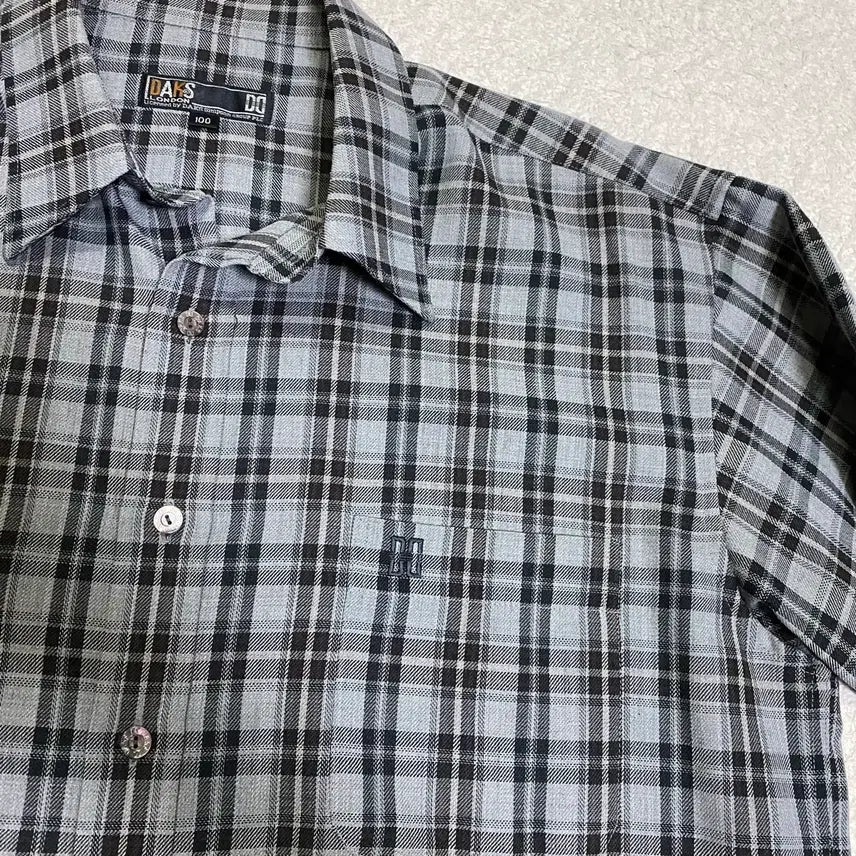 [BUNJANG] Daks Grey Check Long Sleeve Shirt 100 / 닥스 그레이 체크 긴팔 셔츠 100