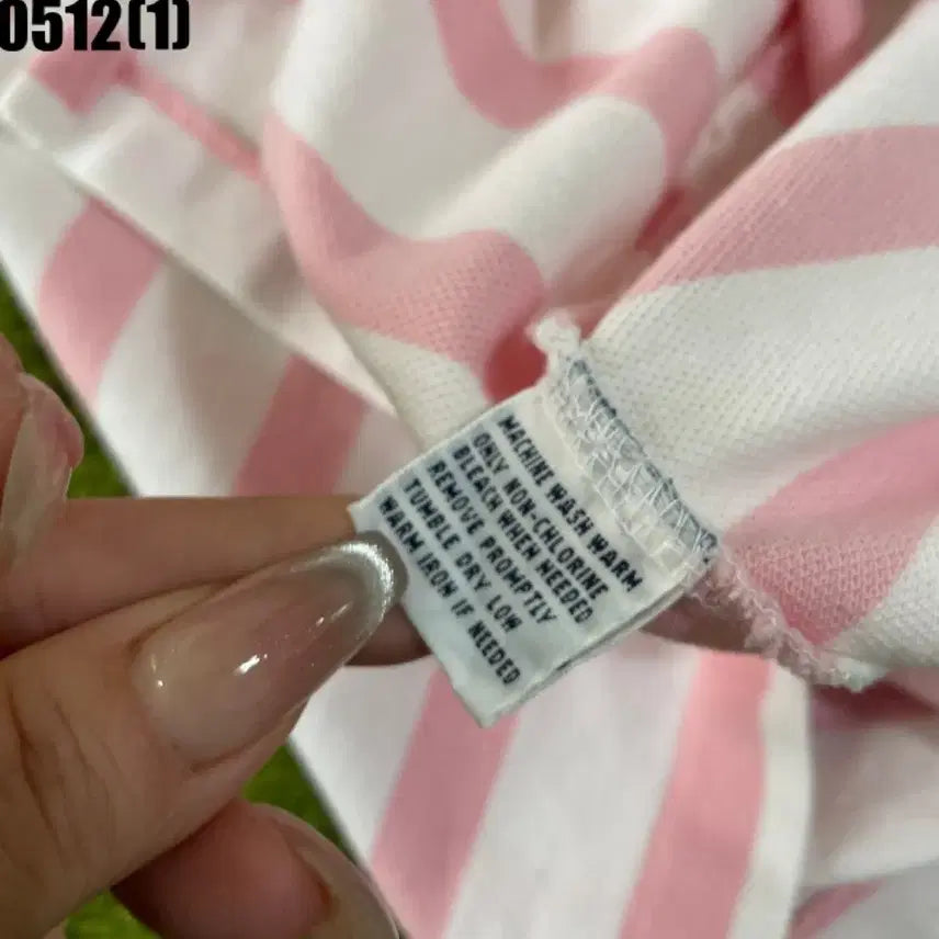 [BUNJANG] Polo Ralph Lauren Pink Stripe Short Sleeve T-Shirt / 폴로 랄프로렌 핑크 스트라이프 반팔 티셔츠
