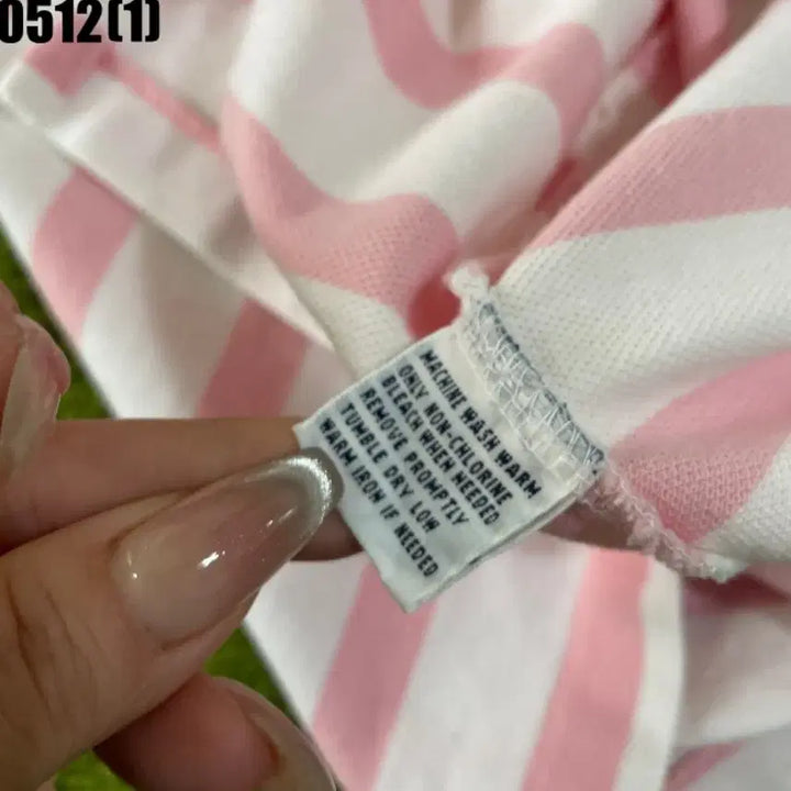 [BUNJANG] Polo Ralph Lauren Pink Stripe Short Sleeve T-Shirt / 폴로 랄프로렌 핑크 스트라이프 반팔 티셔츠