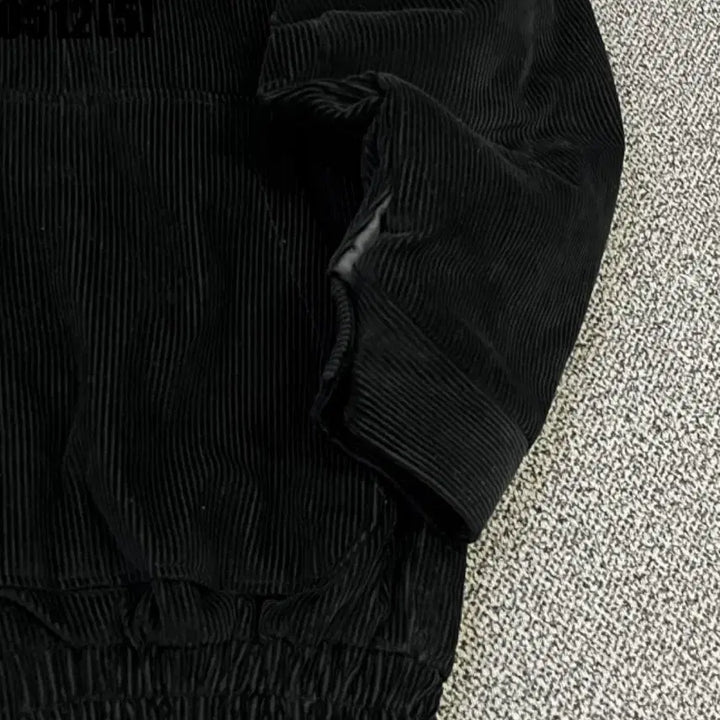 [BUNJANG] Black Corduroy Zip-Up Jacket / 블랙 코듀로이 집업 자켓