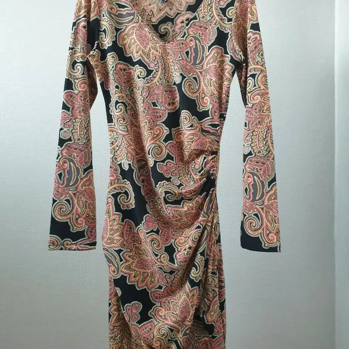 [BUNJANG] D-Shop Paisley Shirring Long T-shirt Dress / 디샵 롱티겸 원피스 페이즐리 셔링 신축성아주좋음 싸이즈F