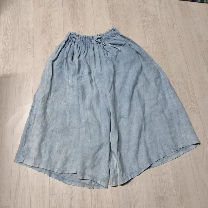 [BUNJANG] Handmade Linen Pants Indigo Dyed Wide Leg Pants / 핸드메이드 린넨 쪽 염색 와이드 팬츠