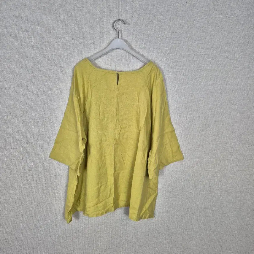 [BUNJANG] Plus Size Linen Blend Mustard Yellow Blouse / 