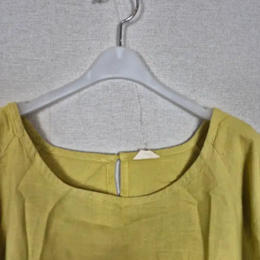 [BUNJANG] Plus Size Linen Blend Mustard Yellow Blouse / 