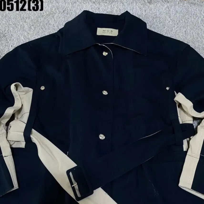 [BUNJANG] MDS Color Blocked Trench Coat / MDS 네이비/베이지 배색 트렌치 코트