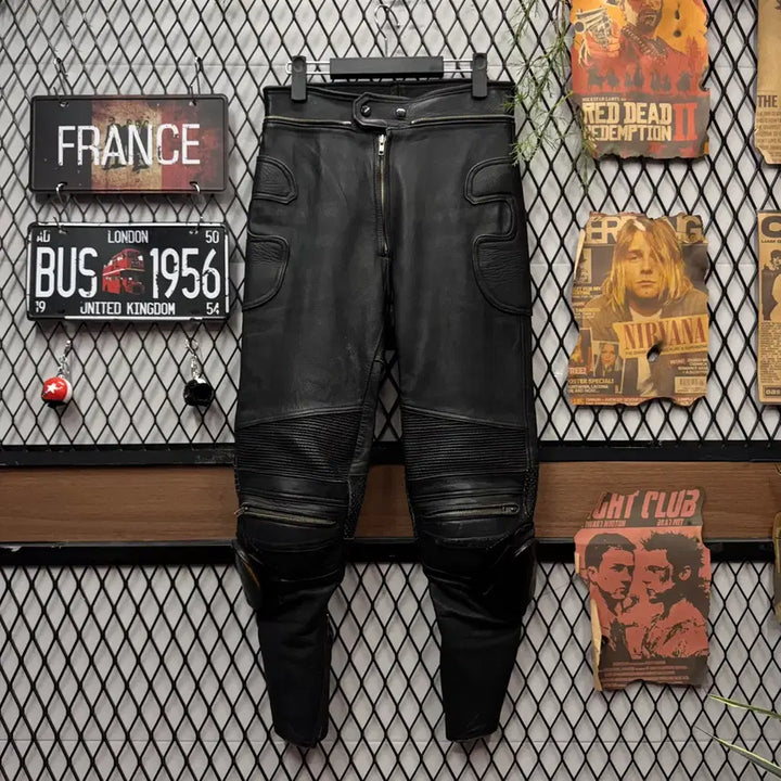 [BUNJANG] 00s Japanese Vintage Leather Riding Pants - Black / 00s JPN VINTAGE 니 슬라이더 라이딩 레더 팬츠 블랙