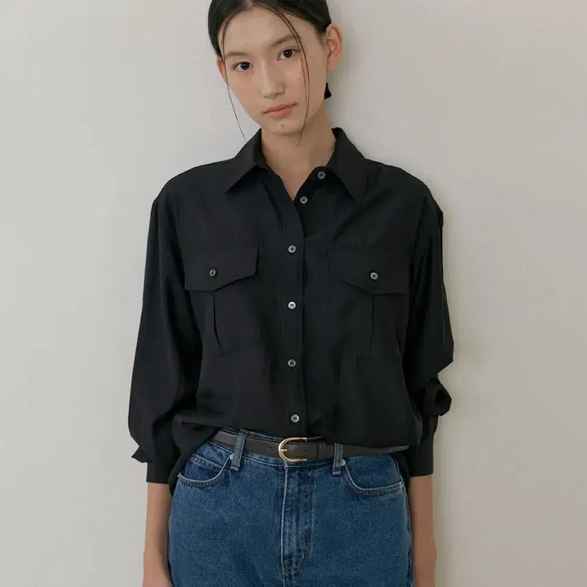 [BUNJANG] Rings Seoul Sheer Pocket Shirt Black / 링서울 시어포켓셔츠 블랙