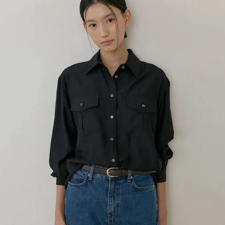 [BUNJANG] Rings Seoul Sheer Pocket Shirt Black / 링서울 시어포켓셔츠 블랙