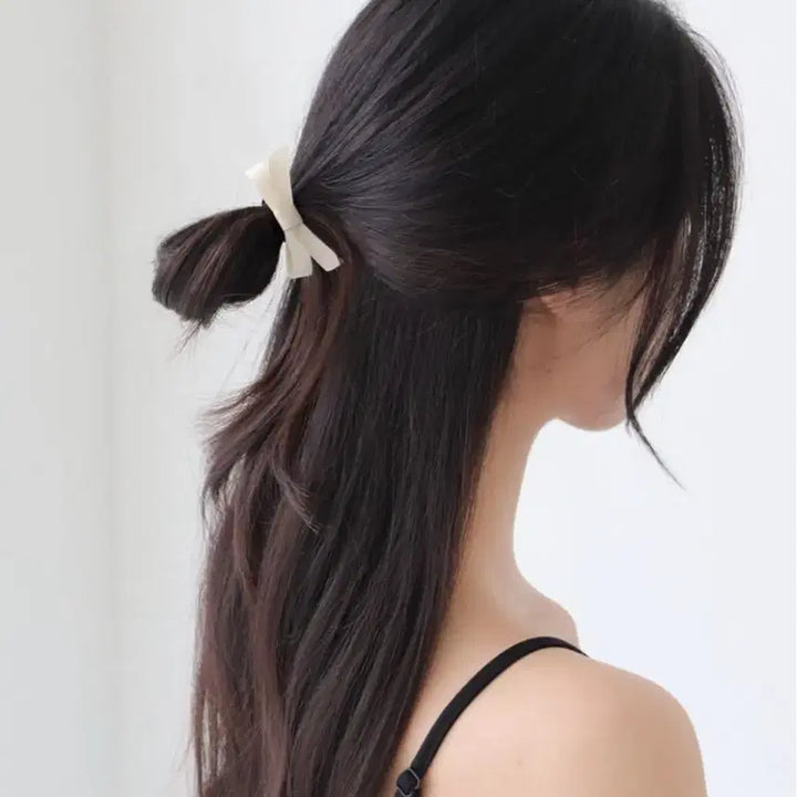 [BUNJANG] Mini Hair Ribbon Black Hair Ties (2pcs) / 미니 헤어 리본 블랙 머리끈 2p