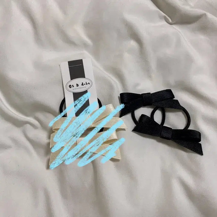 [BUNJANG] Mini Hair Ribbon Black Hair Ties (2pcs) / 미니 헤어 리본 블랙 머리끈 2p