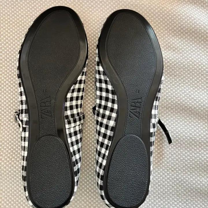 [BUNJANG] ZARA Gingham Check Mary Jane Flat Shoes / 자라 ZARA 깅엄체크 메리제인 플랫슈즈