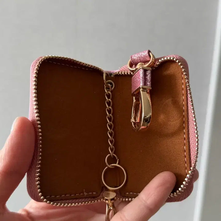 [BUNJANG] Hello Kitty Pink Glitter Car Key Wallet with Keychain / 헬로키티핑크 글리터 차키지갑 겸 키링 (새제품)