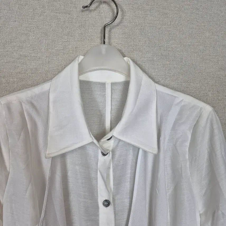 [BUNJANG] Layered Long-Sleeve White Shirt Blouse / 