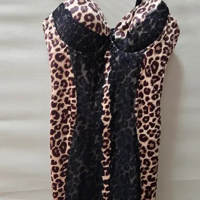 [BUNJANG] Eblin Leopard Lace Bustier Dress 85B / 에블린 레오파드 레이스 뷔스티에 원피스85B