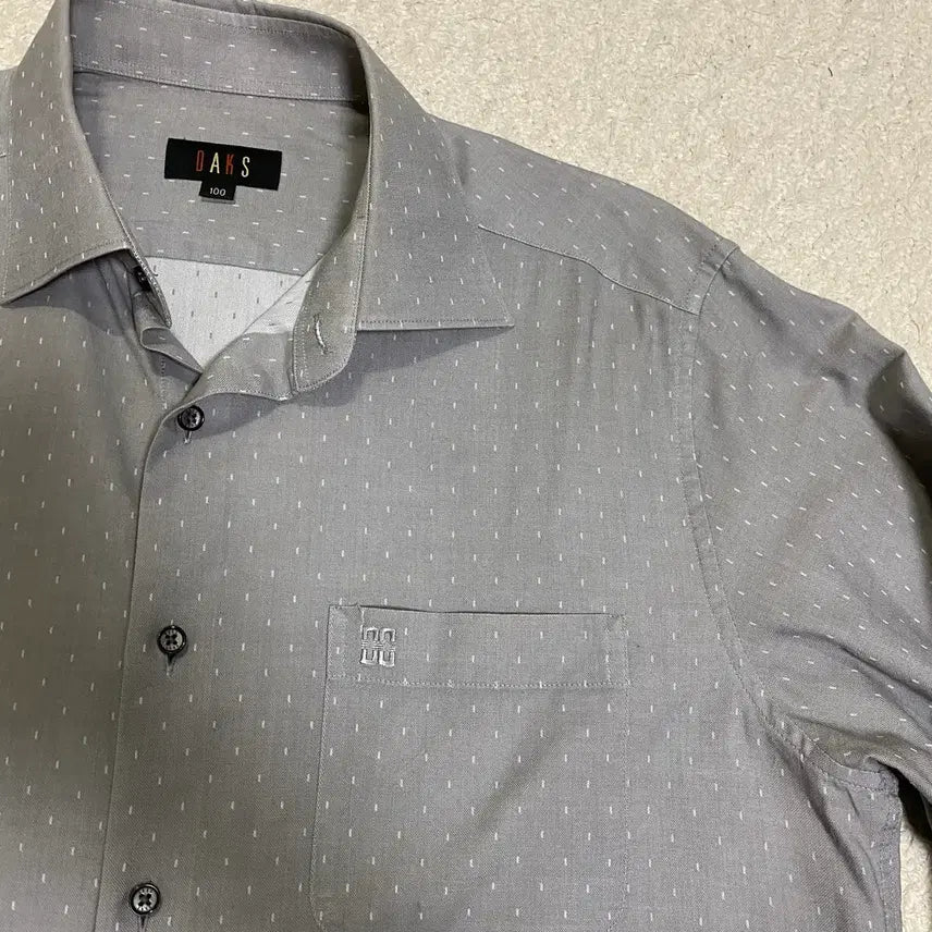 [BUNJANG] Daks Grey Dot Long-Sleeve Shirt 100 / 닥스 그레이 도트 긴팔 남방 100