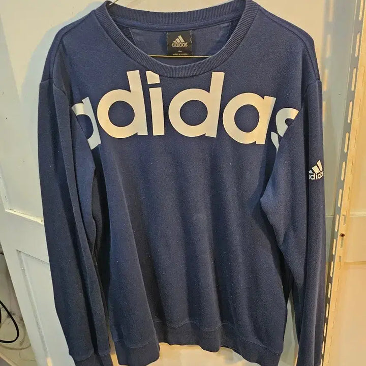 [BUNJANG] Adidas Big Logo Navy Sweatshirt / <만원빈티지>아디다스 빅로고 네이비 맨투맨 티셔츠
