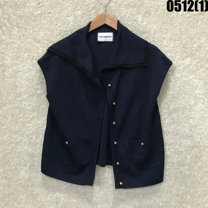[BUNJANG] Karl Lagerfeld Navy Short Sleeve Cardigan M / 칼 라거펠트 네이비 반팔 가디건 m