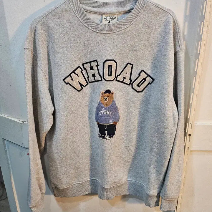 [BUNJANG] WHO.A.U Steve Bear Sweatshirt T-Shirt Grey / <만원빈티지>WHO.A.U 스티브 베어 맨투맨 티셔츠 회색