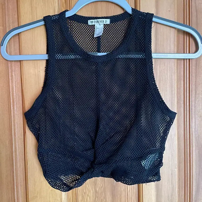 [BUNJANG] FOREVER21 Black Mesh Vest Top Size S / 블랙 메쉬 베스트 탑