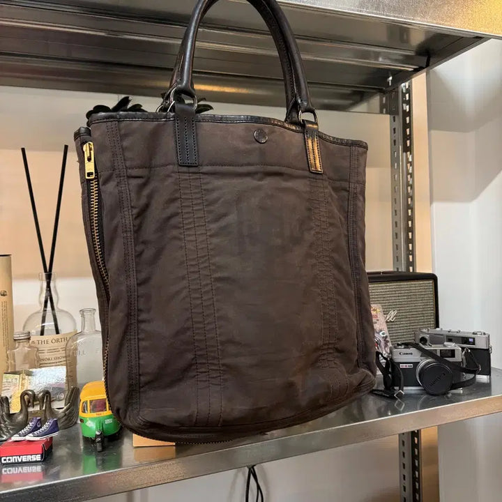 [BUNJANG] Porter Luggage Label Egyptian Cotton Waxed Cotton Expandable Tote Bag Shoulder Bag / 포터 러기지 라벨 이집트 코튼 왁스코튼 확장형 토트백 숄더백