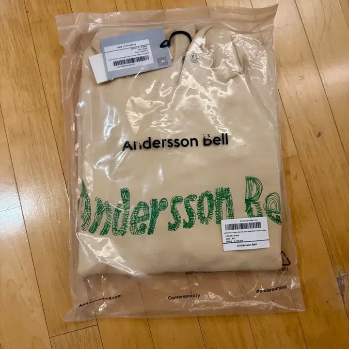 [BUNJANG] Andersson Bell New AB Logo Embroidery Hoodie Ivory 2XL / [앤더슨벨] 뉴 AB 로고 엠브로더리 후드 아이보리 (2XL)