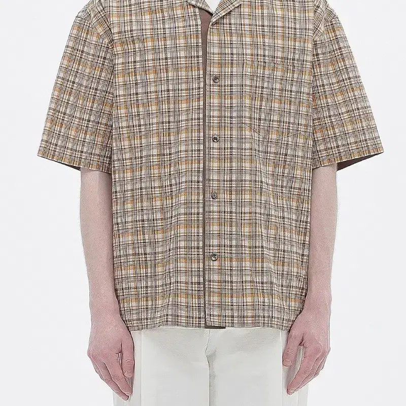 [BUNJANG] Custom mellow Check Short Sleeve Shirt / 커스텀멜로우 체크 반팔 셔츠 팝니다. 정가 26만원