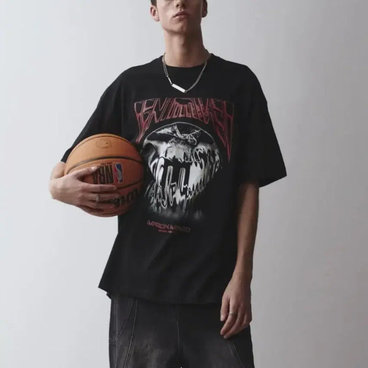 [BUNJANG] Maison Mined Sticky Short Sleeve T-Shirt Black / [S]메종미네드 스티키 반팔/블랙