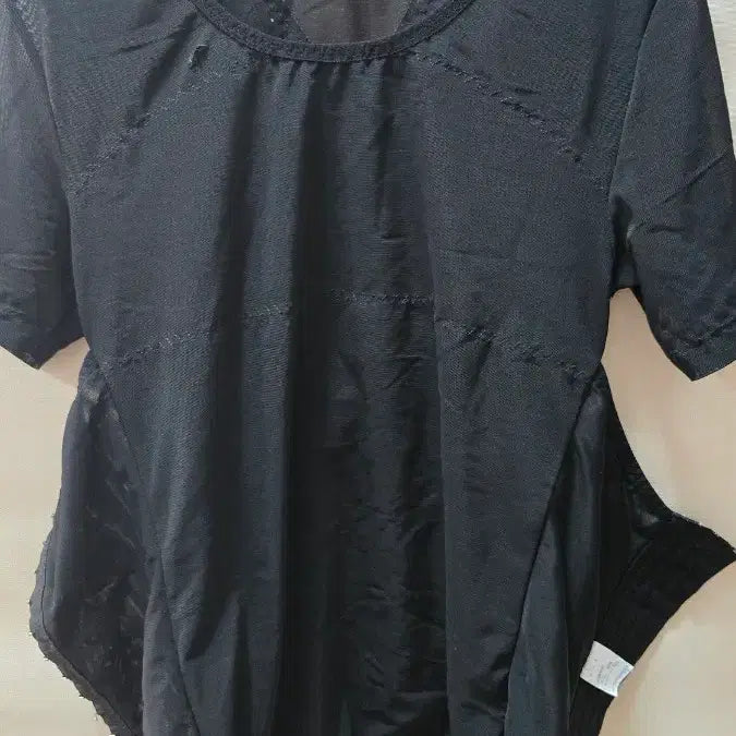 [BUNJANG] Black Mesh Shaping Short Sleeve Bodysuit L / 블랙 메쉬 쉐이핑 반팔 바디수트 L