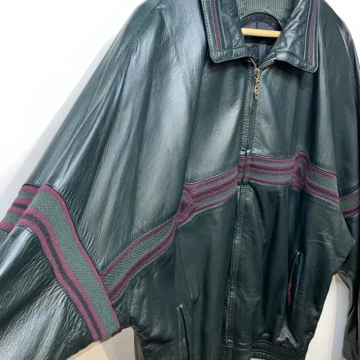 [BUNJANG] Toras Vintage Deep Green Leather Jacket / 토라스 빈티지 딥그린 레더 자켓