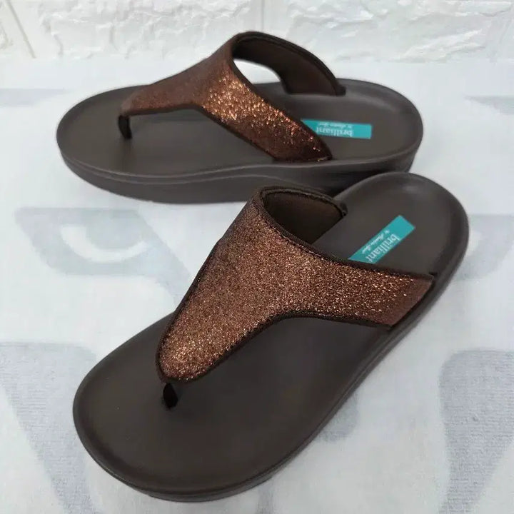 [BUNJANG] Fitflop Brown Glitter Flip-Flops Size 230 / 핏플랍 브라운 글리터 쪼리 230